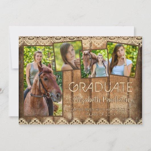 Rustic Country Wood Lace GRADUATE Photo Collage Announcement