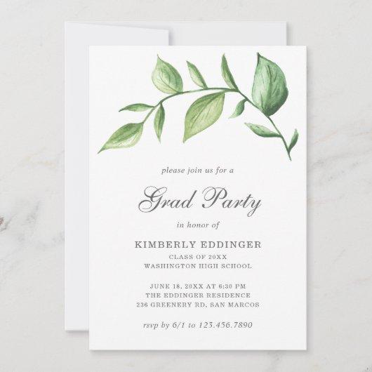Rustic Elegant Greenery Sprig Graduation Party Invitation