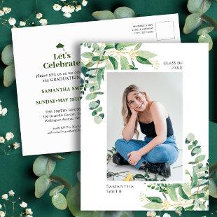 Rustic Eucalyptus Greenery Simple Photo Graduation Invitation Postcard