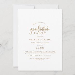 Rustic Gold Script Graduation Party Invitation