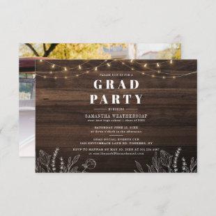 Rustic Grad Class of 2022 Graduation Party Photo Invitation