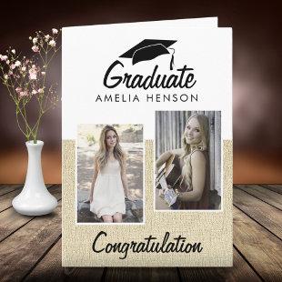 Rustic Graduate Congratulations 2 Photo Collage Card