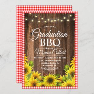 Rustic Graduation BBQ Sunflower Invitation