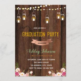 Rustic graduation party invitation