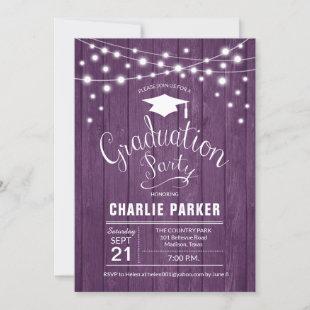 Rustic Graduation Party Light Purple Wood Pattern Invitation