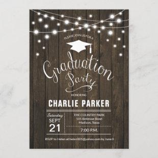 Rustic Graduation Party Wood Pattern Invitation