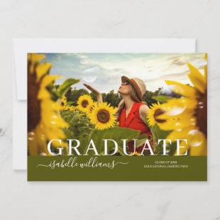 Rustic Graduation Photo Sunflowers Announcement