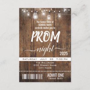 Rustic Graduation Prom Night Ticket Invitation