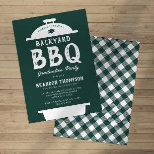 Rustic Green Backyard BBQ Graduation Party Invitation