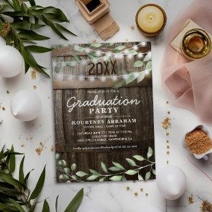 Rustic Greenery Graduation Party Invitation