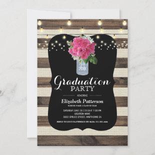 Rustic Mason Jar Floral 2023 Graduation Party Invitation