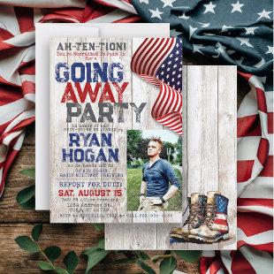 Rustic Military Photo Going Away I Farewell Party Invitation