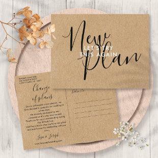 Rustic New Plan Change the Date Postponed Event Announcement Postcard