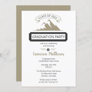 Rustic Outdoors Mountain Theme Graduation Party Invitation