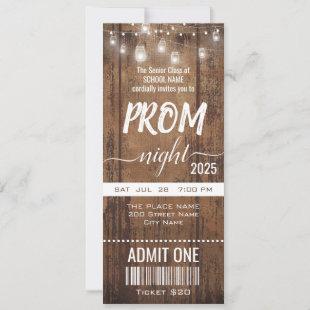 Rustic Prom Night Party Ticket Invitation