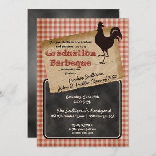 Rustic Rooster Backyard BBQ Graduation Party Invitation