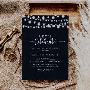 Rustic String Lights Let's Celebrate Party   Invitation