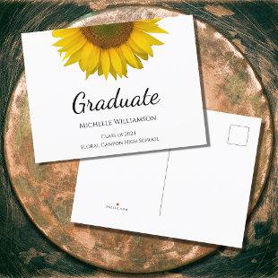 Rustic Sunflower Class of 2024 Graduation  Announcement Postcard
