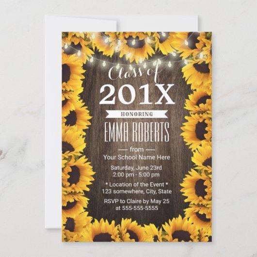 Rustic Sunflower Frame Floral Graduation Party Invitation
