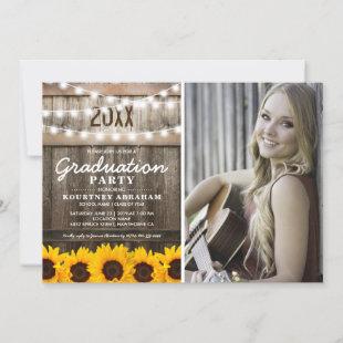Rustic Sunflower Photo Graduation | Class of 2022 Invitation