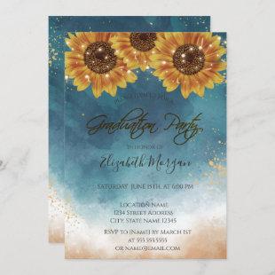 Rustic Sunflowers,Lights Graduation Invitation