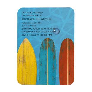 Rustic Surfer Beach themed Graduate Party Invite Magnet