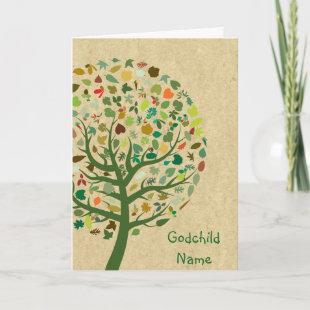 Rustic Tree of Life Teen Goddaughter Personalized Holiday Card