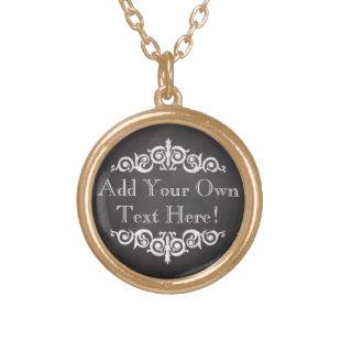Rustic Vintage Chalkboard Custom Personalized Gold Plated Necklace