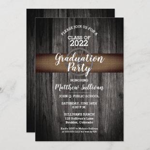 Rustic Wagon Wheel Class of 2022 Graduation Party Invitation