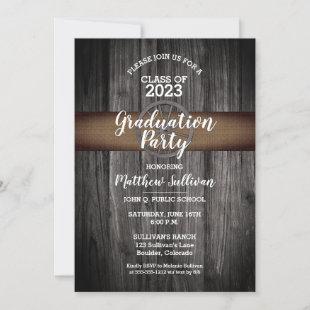 Rustic Wagon Wheel Class of 2023 Graduation Party Invitation