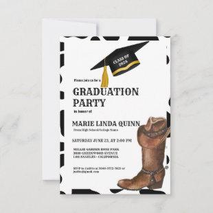 Rustic Western Cowboy Graduation Party Invitation