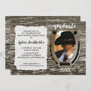 Rustic Western style with Photo graduation Invitation