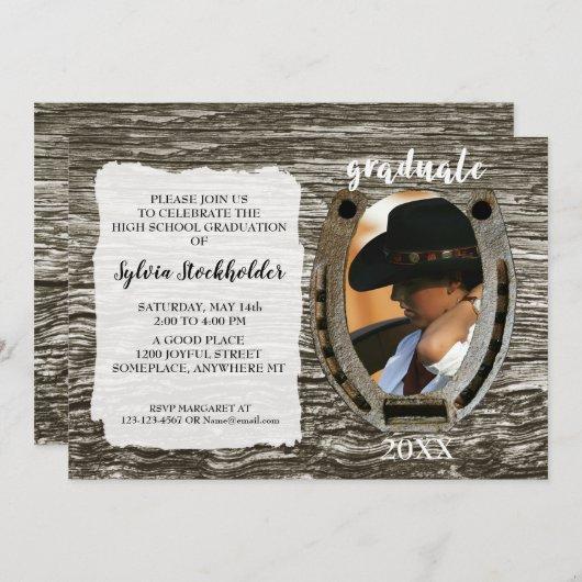 Rustic Western style with Photo graduation Invitation