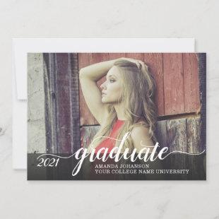 Rustic Woman Photo Script Graduation Announcement