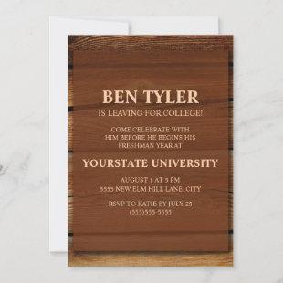 Rustic Wood College Trunk Party Invitation