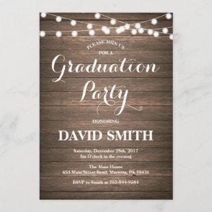 Rustic Wood Graduation Party Invitation Card