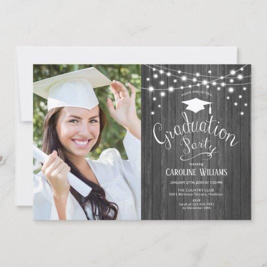 Rustic Wood Graduation Party With Photo Invitation