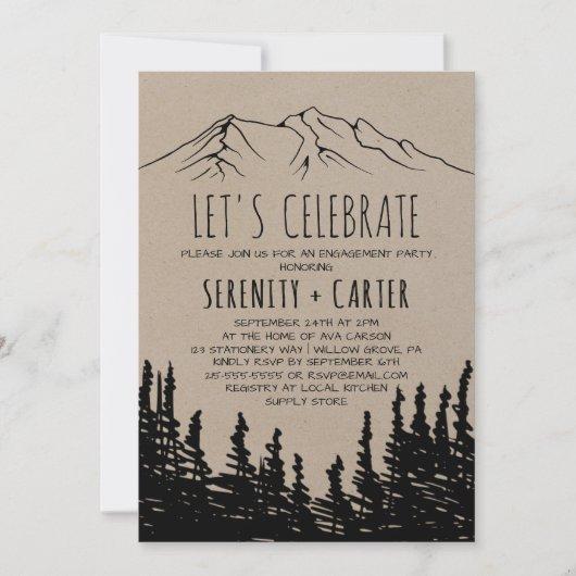 Rustic Woodsy Mountain Let's Celebrate Invitation