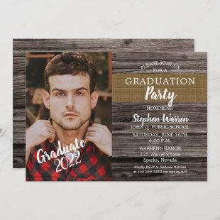 Rustic Woodsy Photo Graduation Party Invitation