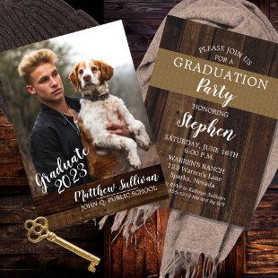 Rustic Woodsy Vertical Photo Graduation Party