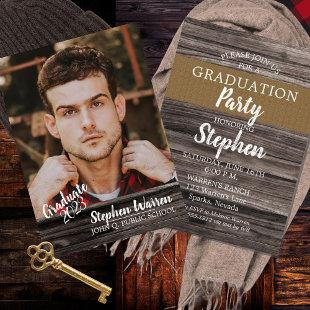 Rustic Woodsy Vertical Photo Graduation Party