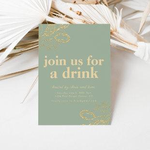 Sage Green and Gold Dinner Cocktail Party Invite