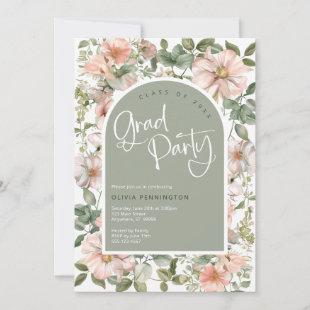 Sage Pink Blush Wildflowers Grad Party Invitation