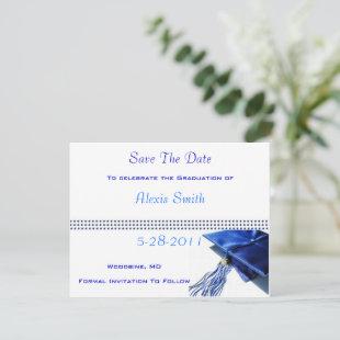 Save The Date Cards - Blue Graduation Cap