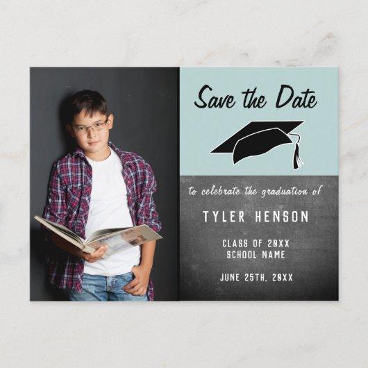 Save the Date Chalkboard Boy`s Photo Graduation   Announcement Postcard
