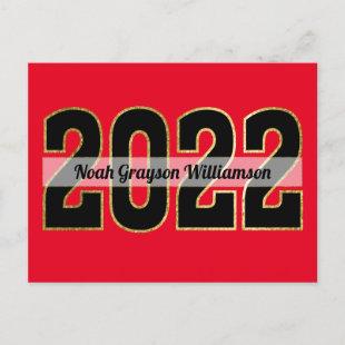 Save The Date Class of 2022 Red Budget Graduation Postcard