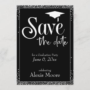 Save the Date for a Graduation Party Black Invitation
