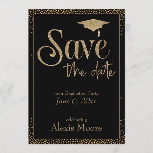 Save the Date for a Graduation Party Gold on Black Invitation