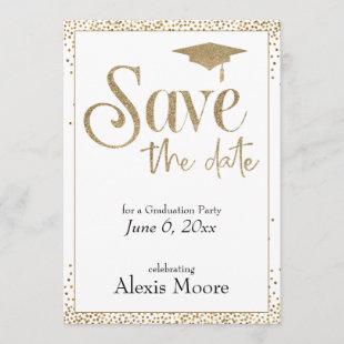 Save the Date for a Graduation Party Gold on White Invitation