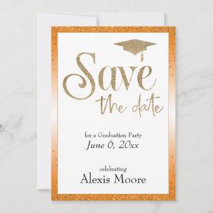 Save the Date for a Graduation Party Gold & Orange Invitation
